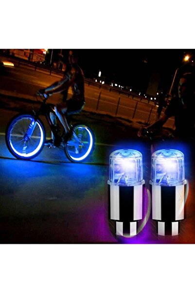 Greathings Pachet de 2 capace de lumină cu supapă de aer cu LED albastru pent...