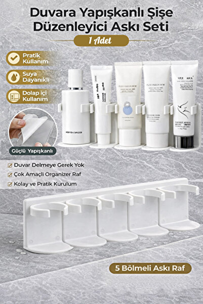 Tilbe Home Yapışkanlı Kozmetik Düzenleyici Raf Kesilebilir Banyo Dolap İçi Gi...