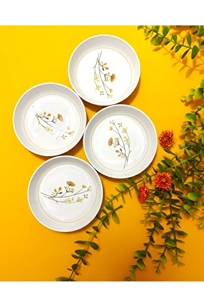 Areyma Elysia Flower Patterned Model 4-Piece Small Round Breakfast Set