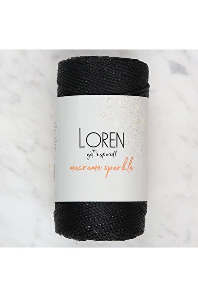 Leyaton خيط لورين ماكرامي أسود لامع للحياكة اليدوية - RM LWLHM-YTRS345