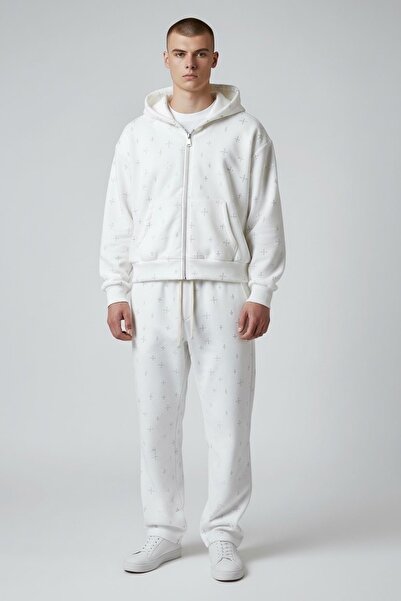 Urban Collection Men's cotton tracksuit accessorized with rhinestones