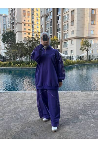 Wovi Moda Set de trening Hijab pentru damă, guler cu fermoar