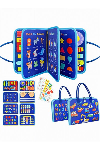 Circle Toys Montessori Keçe Aktivite Çantası – Busy Board - 8 Sayfa - Mavi