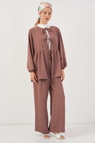 Hiccup Bdart Crew Neck Long Tunic and Wide Leg Pants Set