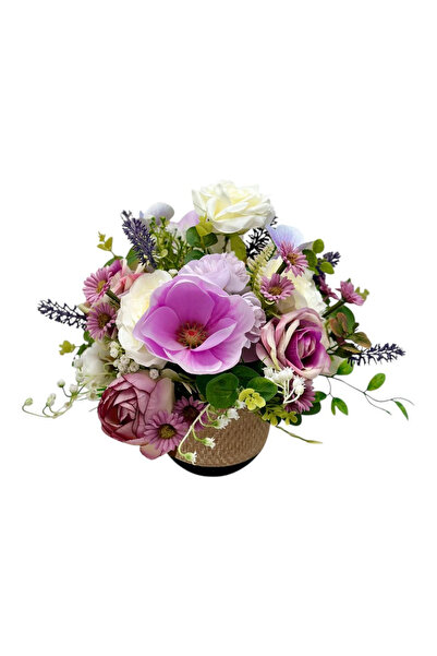 Eventissimi Aranjament cu plante artificiale in ghiveci ceramic, cromatica pe...