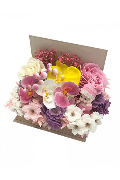 Eventissimi Aranjament Floral in Carte - Flori din Sapun si Bebe, Roz