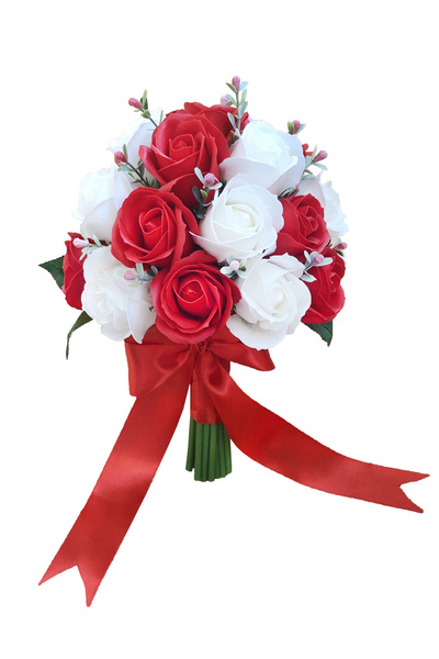 Eventissimi Buchet de Flori - 27 Trandafiri, Alb/Rosu