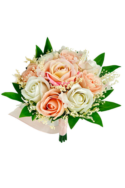 Eventissimi Buchet mic cu trandafiri, floarea miresei si hortensii (Roz, Alb)