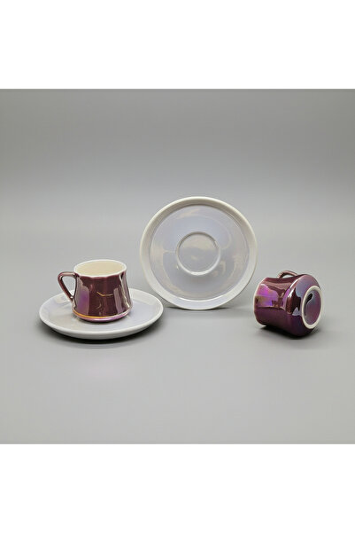 uzbayporselen 2 Kişilik Pembe İnci Porselen Kahve Fincanı Takımı