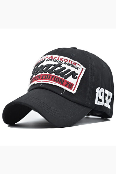 Giraffe Yıkamalı Eskitme Görünümlü Retro Pamuklu Siyah Beyzbol Cap Şapka