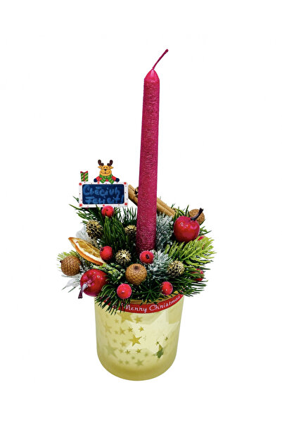 Eventissimi Aranjament de Craciun cu lumanare rosie (Multicolor)