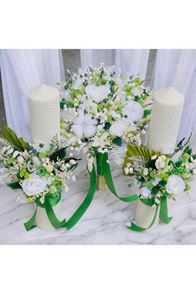 Eventissimi Wedding/christening candle – 22 cm, natural honeycomb wax, decora...