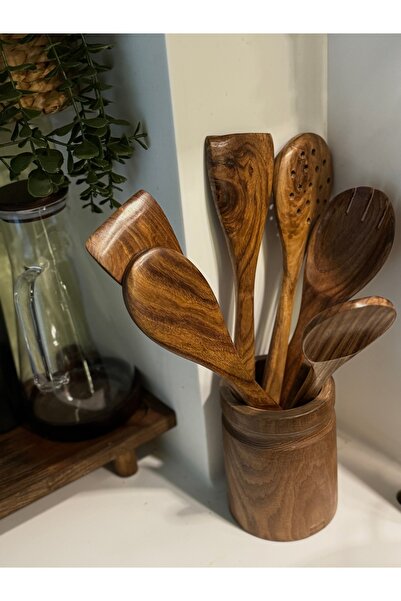 Empressco Natural Acacia Wood Kitchen Serving Set - 7 Pieces, Stylish and Pra...