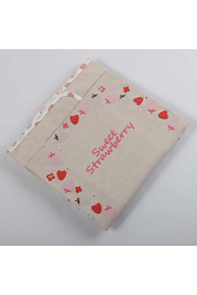 Generic بيبي شاين مهاد مواليد قطن بطباعة فراولة من الجهتين 95x85 سم - بيج داكن