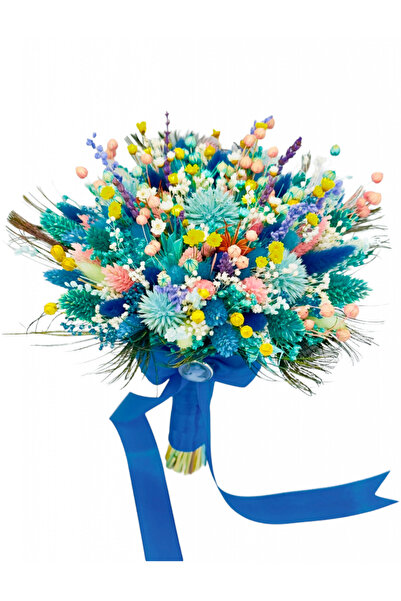 Eventissimi Aranjament floral, 25 cm, plante uscate, vas ceramic, multicolor