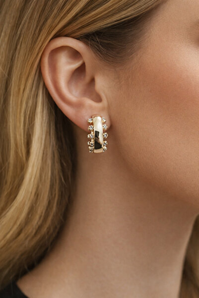 ZENAURA Zirkon Taşlı Halka Küpe Çelik