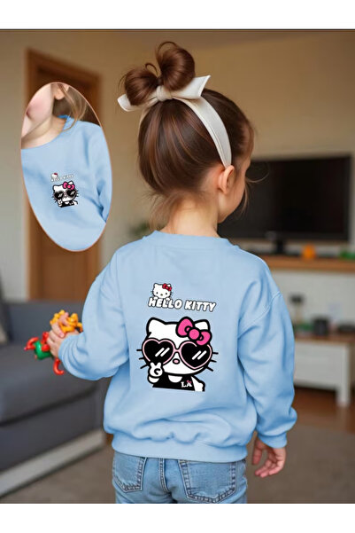 Baxia Girls' Cycling Collar Character Printed Sweatshirt Baby Blue Pink Color...