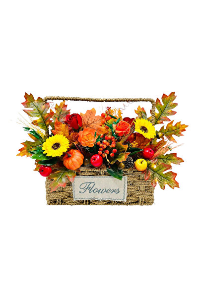 Eventissimi Aranjament floral in cromatica de toamna cu flori uscate si din f...