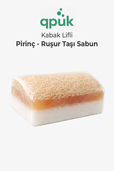 qpuk Pirinç ve Ruşur Taşı Kabak Lifli Sabun – Şeffaf Doğal Peeling Sabunu 120 g