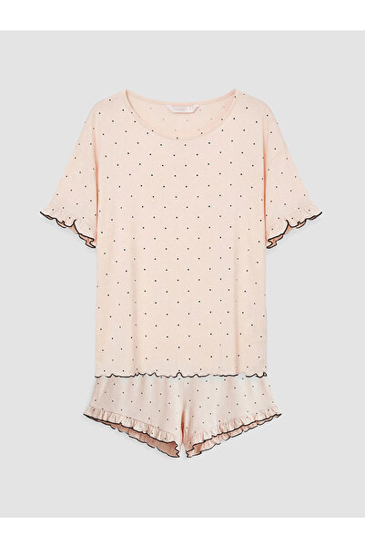 LC Waikiki Peak New Season Crew Neck Polka Dot Women's Shorts Pajama Set