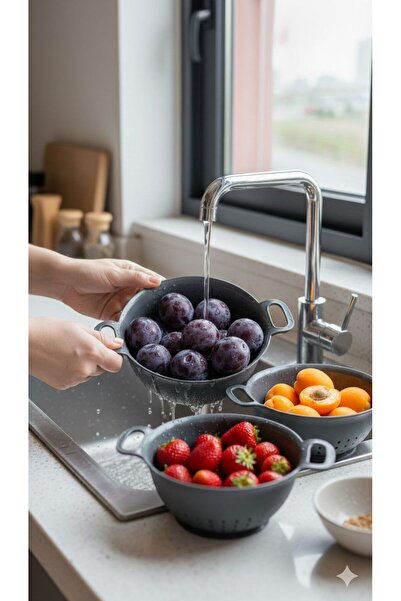 lufy 3-Piece Strainer Smoked Mini Strainer Fruit and Vegetable Strainer