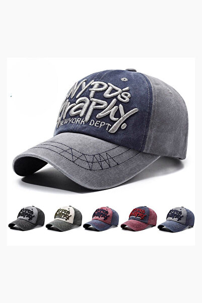 Giraffe Yıkamalı Eskitme Görünümlü Retro Pamuklu Siyah Beyzbol Cap Şapka