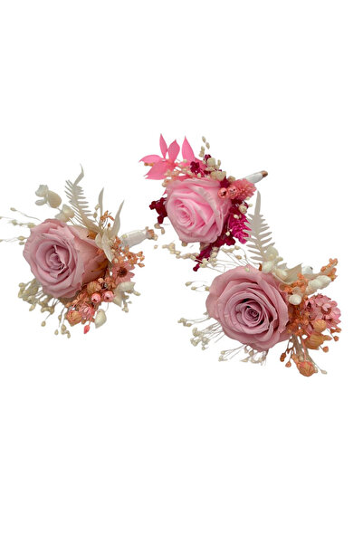 Eventissimi Set 3 Flori de piept , Cocarde, Mini roze criogenate si Plante na...