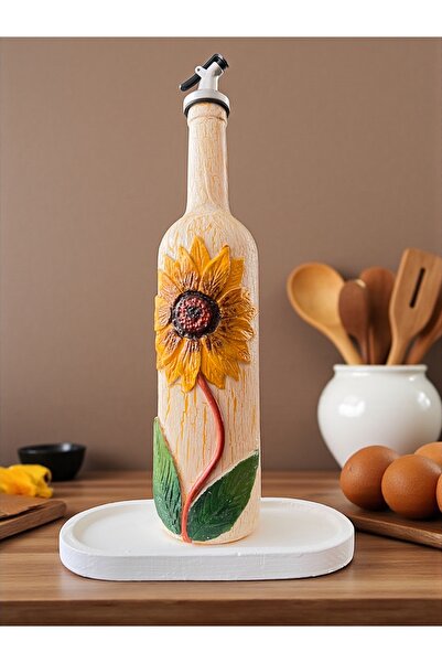 ozbience El Yapımı Ayçiçek Kabartmalı Yağdanlık ve Sosluk, Rustik Dekoratif Set