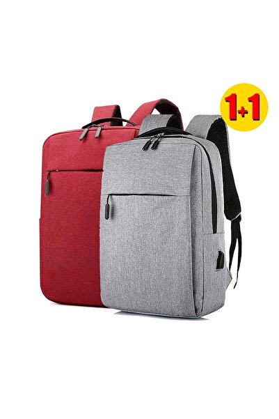 Zen Store 2 PC COMBO RED AND GRAY Laptop Backpack 15 16 Inch, Slim Durable La...