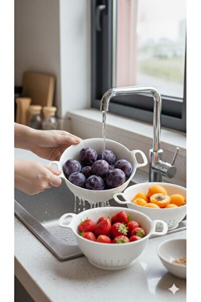 lufy 3-Piece Strainer White Mini Strainer Fruit and Vegetable Strainer