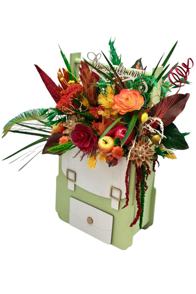 Eventissimi Ανθοσυνθέσεις σε ξύλινο κουτί, τύπου Τσάντα με φυσικά αποξηραμένα...