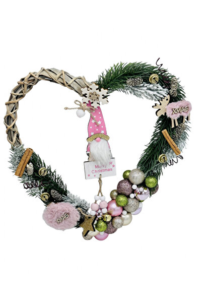 Eventissimi Coronita inima cu globuri si brad pentru Craciun (Multicolor)