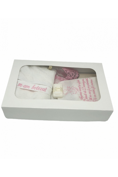 Eventissimi Embroidered baptism set by Eventissimi, White and Pink, 7 pieces