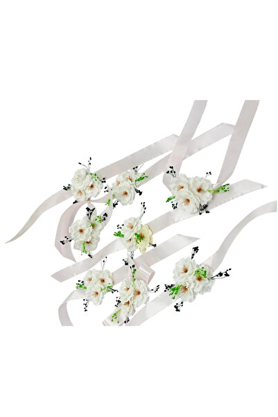 Eventissimi Set 8 bratari pe panglica pentru nunta, cu flori naturale uscate