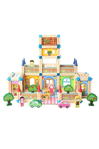 Krista Set de construcții 128 piese din lemn - Micul Arhitect