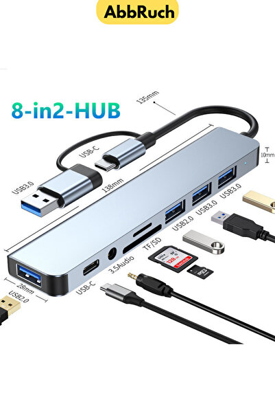 Abbruch Type-C+Usb 8in2 Converter Converter Hub Sd/Usb 2.0-3.0/Aux/Typec 8 Po...