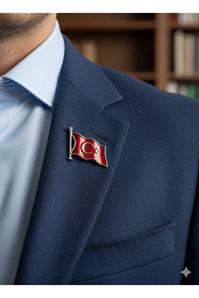 Neşeli Atölyem Dalgalı Türk Bayrağı Broş Ay Yıldızlı Türk Bayraklı Erkek Kadı...