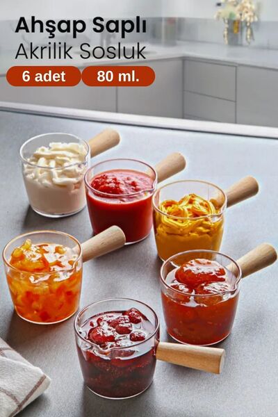 Empressco 6'lı Ahşap Saplı Mika Reçellik ve Sosluk Seti, Şık Sunumlar