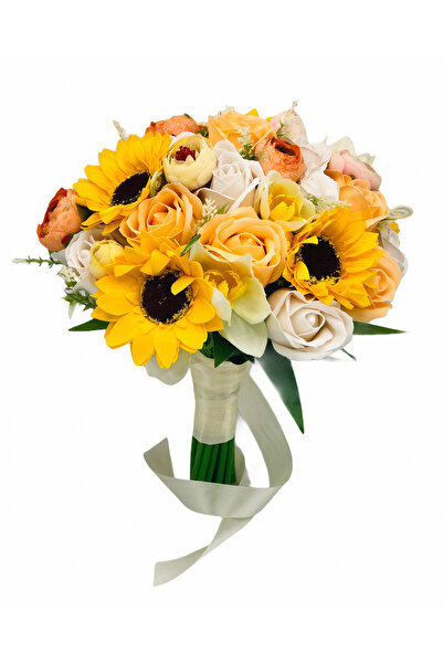 Eventissimi Buchet de Flori - Trandafiri, Floarea Soarelui si Bujori, Multicolor