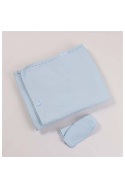 Generic بيبي شاين مهاد مواليد سادة قطن مع رباط - 95x85 سم - أزرق