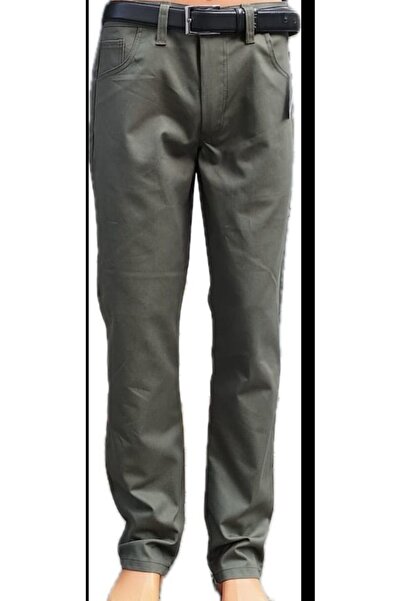 BeyzDenim Κλασικό χακί-πράσινο τζιν παντελόνι μεγάλου μεγέθους, 100% βαμβάκι