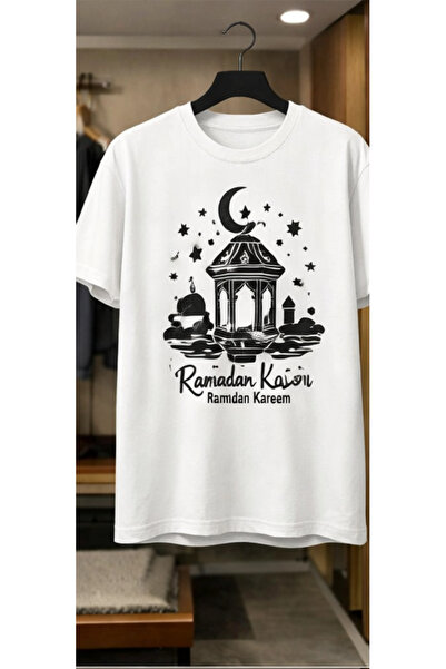 Pink Sky Ramadan Kareem Patterned Unisex Cotton Summer T-Shirt