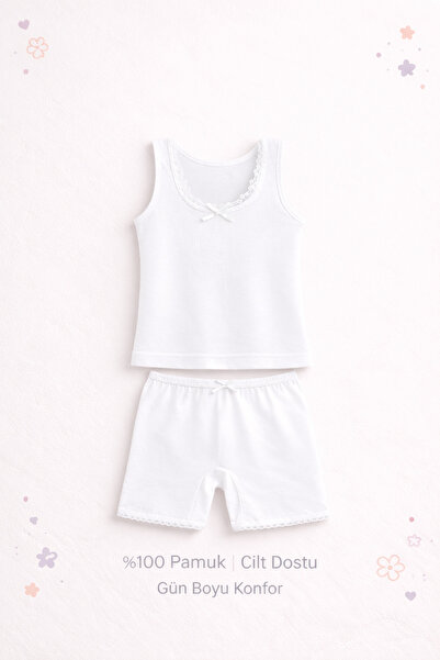 mini kanka Σετ Σορτς Αθλητικό για Κορίτσια 100% Βαμβάκι – Λευκό Σετ Εσωρούχων...