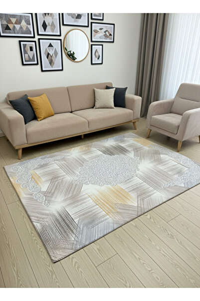 ALLGELSİN Polar Elastic Carpet Cover Soft Textured Washable Protector 4m2 (16...