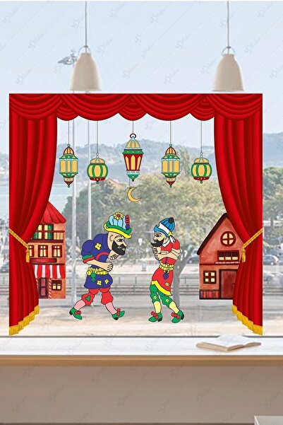 ozbience Renkli Hacivat ve Karagöz Ramazan Sticker Seti, Süs ve Dekorasyon Ma...