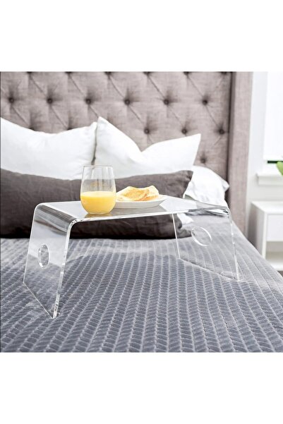 Trend Pleksi Yatak Keyif Sehpası Tepsisi (Şeffaf 50cm x 30cm)