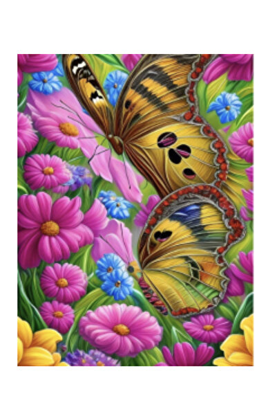 Krista Canvas Wall Art GM515 Butterflies and Flowers, goblen diamante 5D, ram...