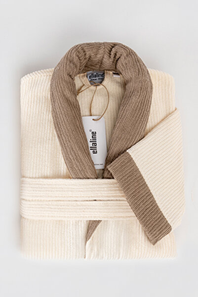 Ellaline Striped Bathrobe 100% Certified Cotton, 1 Piece Contrast Shawl Colla...