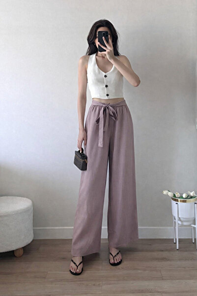 Markazzi Women's Wide-Leg Viscose Trousers with Belt - Emerald Green