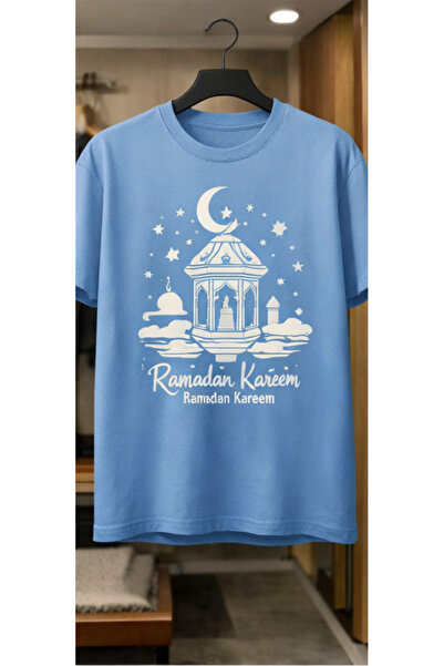 Pink Sky Ramadan Kareem Patterned Unisex Cotton Summer T-Shirt